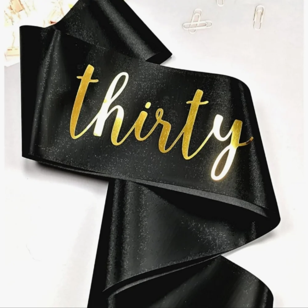 Thirty AF Black and Gold Birthday Sash